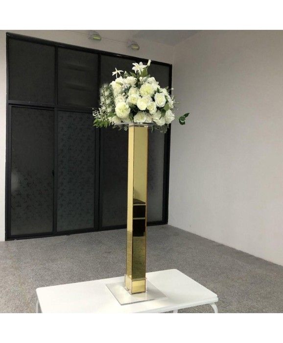 Centre de table colonne or pour fleurs H80cm Sidney