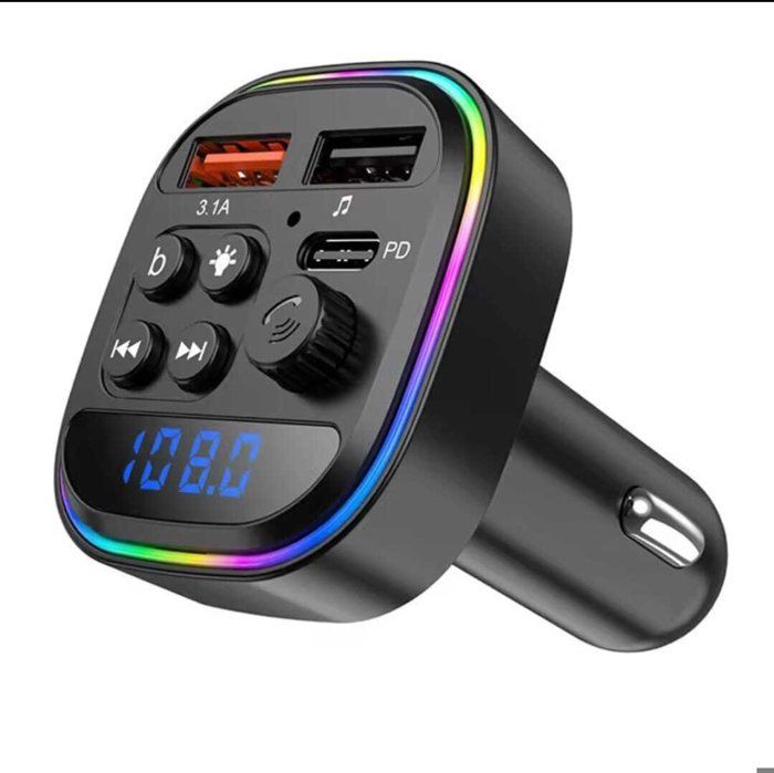 Transmetteur FM de Voiture - Lecteur MP3 - Chargeur USB Type-C - Mains Libres - Noir - Sans Fil