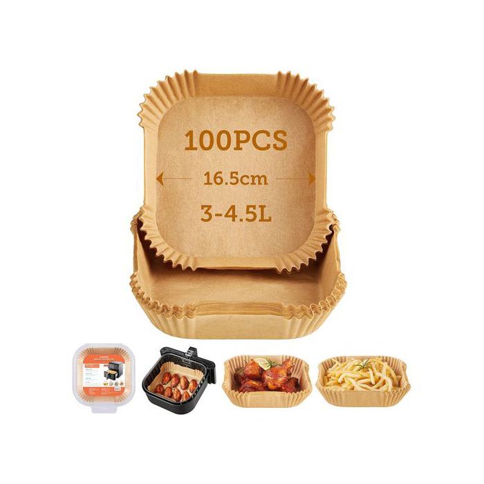 100 pièces de papier cuisson pour friteuse sans huile carré jetable, 3-4,5 L