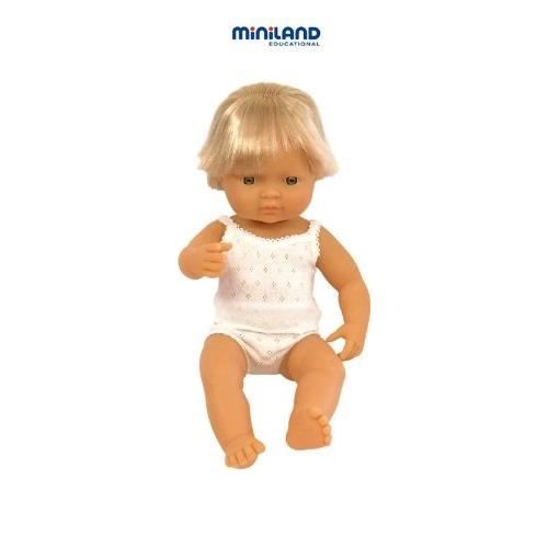 Poupée Européenne Garçon - MINILAND - 38cm - Avec Sous-vêtements - Idéale pour les enfants