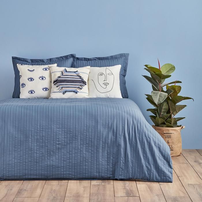 Ensemble de housse de couette 100 % coton Gofre Arno Super King Denim (260 x 240 cm)