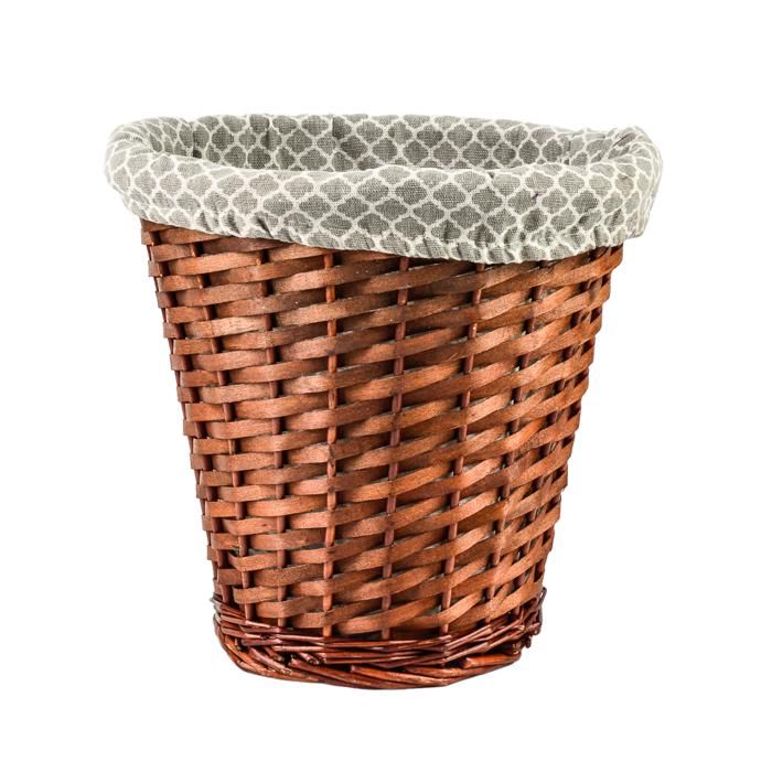 PANIER DE REBUT OSIER DOUBLURE TENDY GRIS/BLANC 28X28H CM