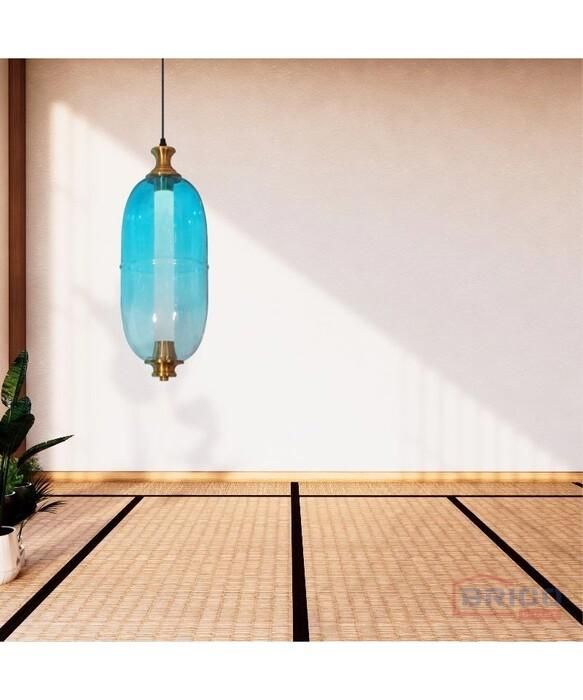 SUSPENSION LED BLERICE BLEUE EN VERRE 190*380 MM 5W 3000K