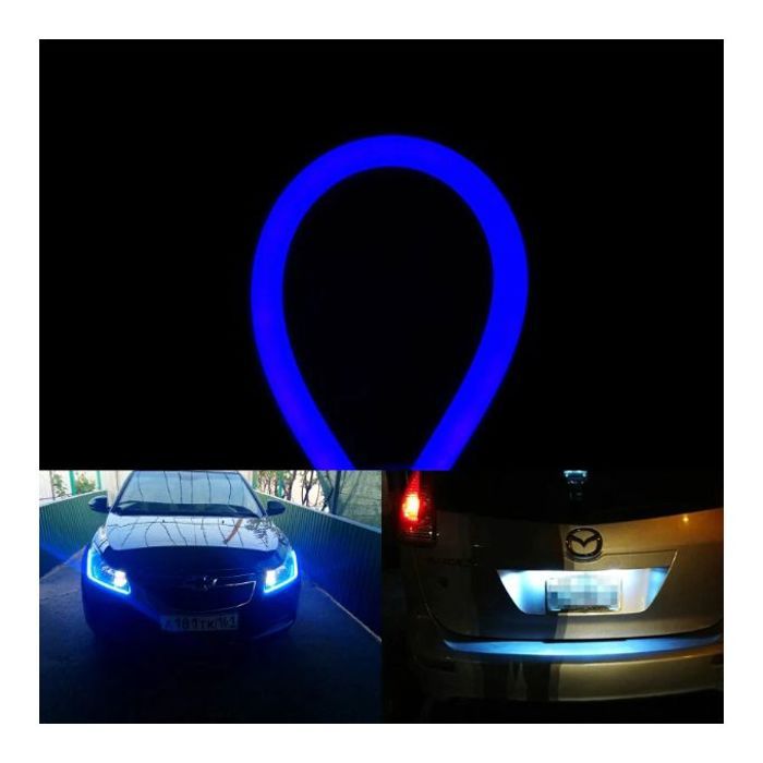 Bande lumineuse led bleue flexible drl pour voiture, 30cm