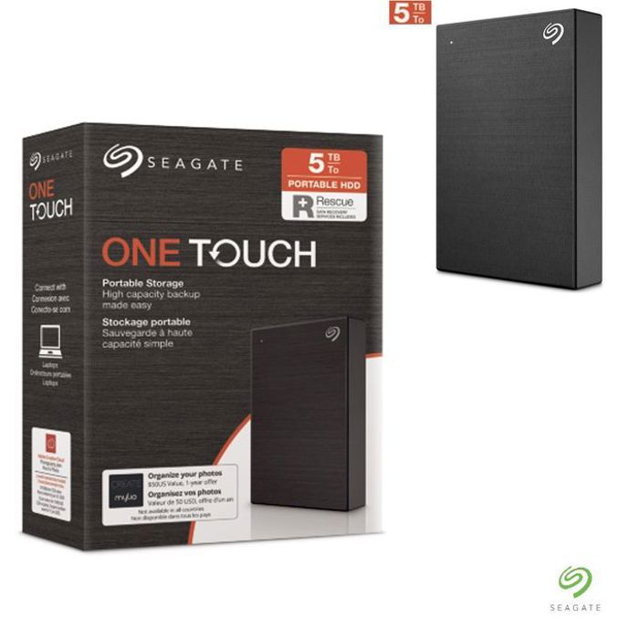 Seagate One Touch 5 Tb/To Disque dur externe HDD USB 3.0 +Adobe CC et services Rescue