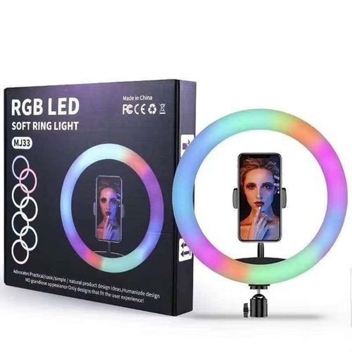 MJ33 15 COLOR RGB LED Anneau Lumière avec Clip Téléphone Téléphone Vidéo Beauté Remplir Lumière