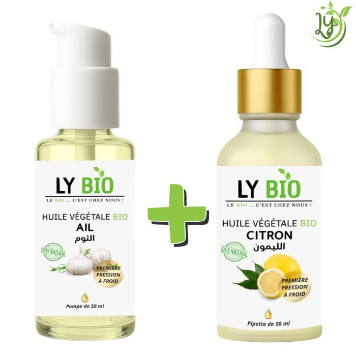 Huile - LYBIO - Pack Huile Ail 50ml + Huile Citron 50ml - Hydratant - Bio - Mixte