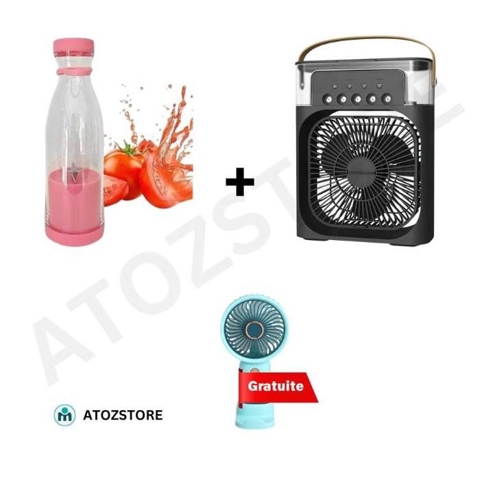 Mini climatiseur + Mini mixeur + ventilateur main, Tout cela dans un seul pack, couleur aléatoir