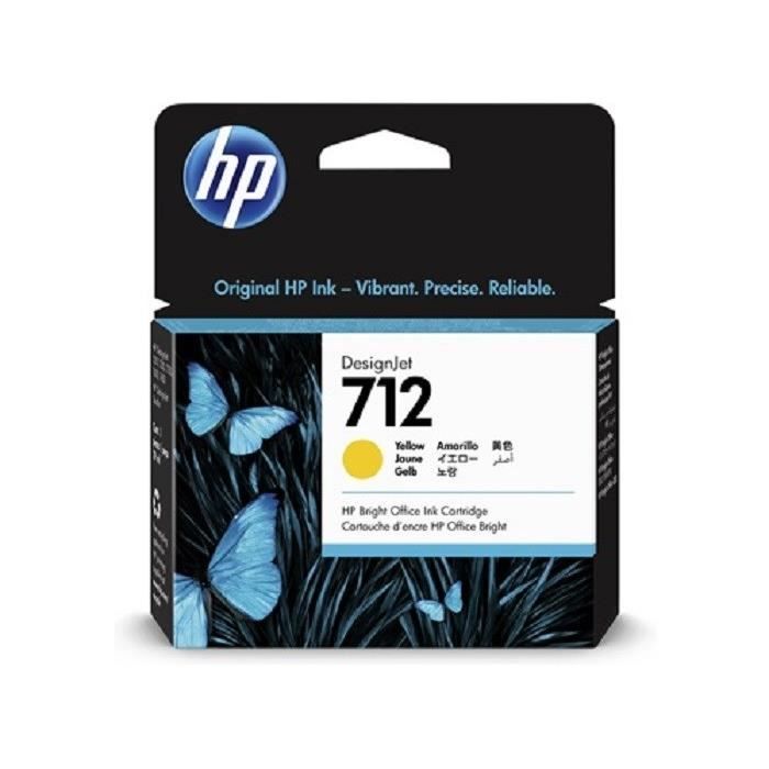 Cartouche d'encre - HP - 712 - Jaune - 29 ml - Compatible DesignJet T650/T630/T250/T230