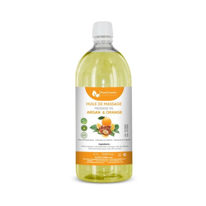 HUILE DE MASSAGE ARGAN ET ORANGE DOUCE 1l