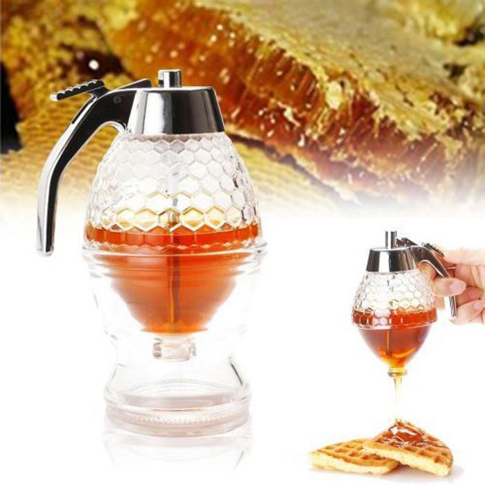 200ml Acrylique Miel Distributeur Sirop Jar Bouteille Holder Cuisine