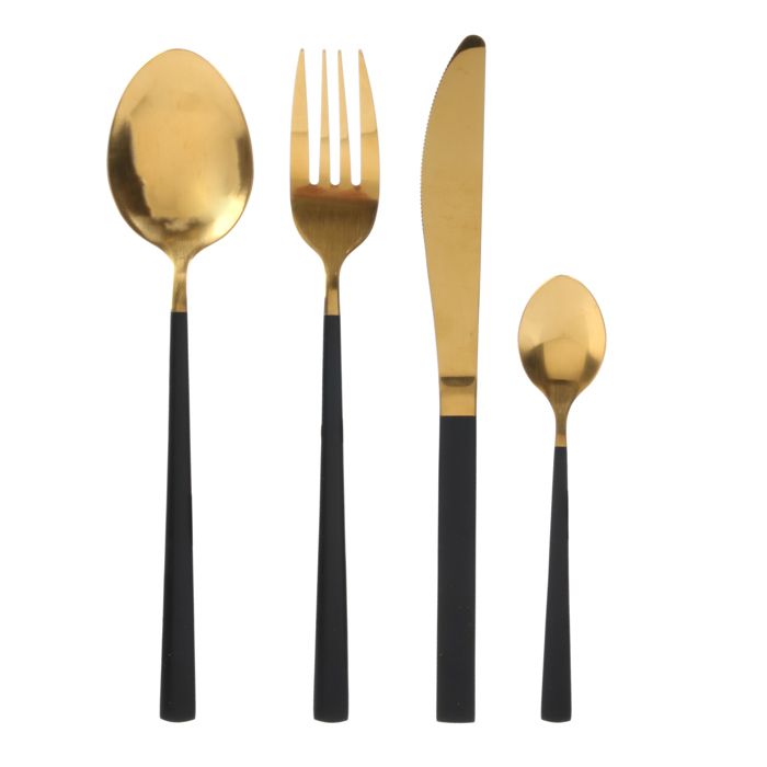 MENAGERE 16 PIECES GOLD MANCHE NOIR