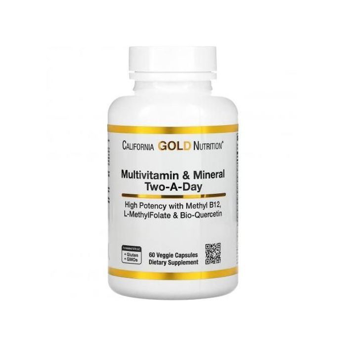 California Gold Nutrition Multivitamines et Minéraux - TWO A DAY - 60 Capsules Végétariennes