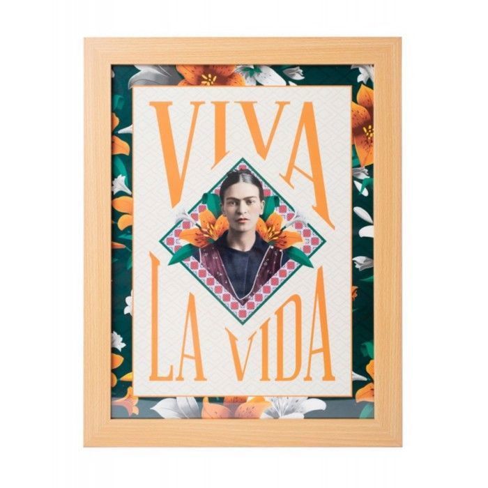 Cadre - FRIDA KAHLO - VIVA LA VIDA - 30x40cm - Design Contemporain - Finition Brillante