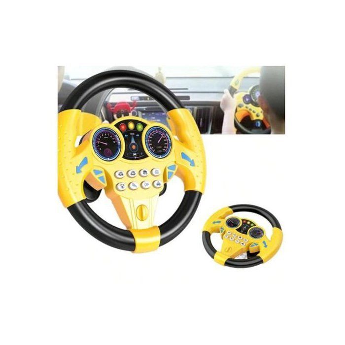 Jouets de volant de direction de voiture pour enfants - Musique Volant avec Rotation 360° ,Jaune