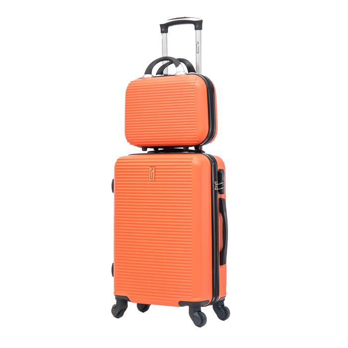 Kabinväska 55x35x25cm med sminkväska | CELIMS Weekendväska | ABS | Lås | 4 hjul 360 | Orange
