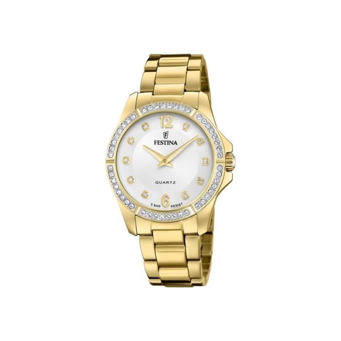 Montre Femme - FESTINA - F20596/1 - Acier Doré - Étanchéité 10 Atm - Style Chic