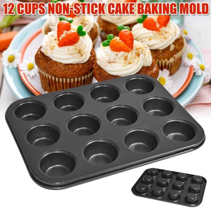 Moule à Muffins en acier Anti-adhésif pour 12 Muffins, pour Cupcakes, Brownies, gâteaux, Pudding