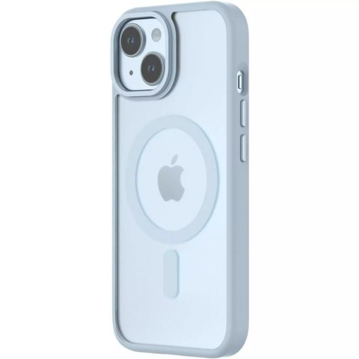 COQUE HYBRID SOFT avec SNAP iPhone 15 Bleu ciel QDOS