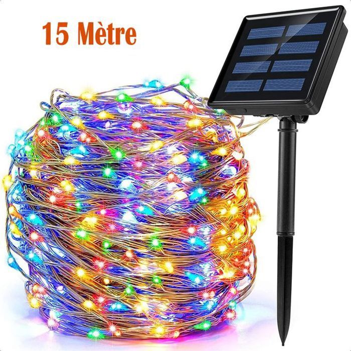 Guirlande solaire led extérieure 15m