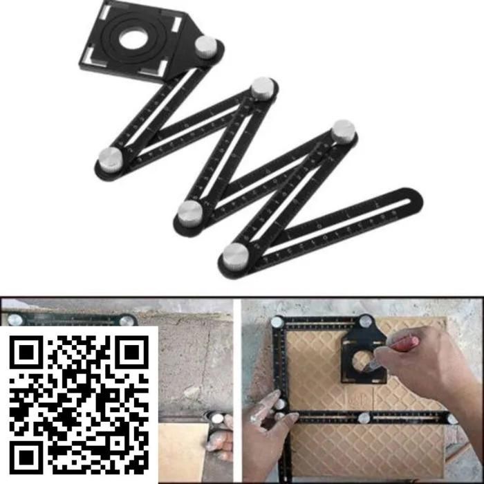Règle pliante pour trous de carreaux, gabarit multiple pour positionnement précis des angles