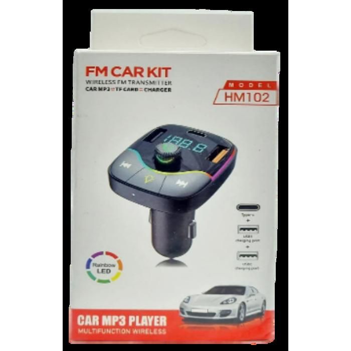 Kit Voiture FM - FM CAR - HM102 - Chargeur Aluminium - Mains Libres - Diffusion Sans Fil