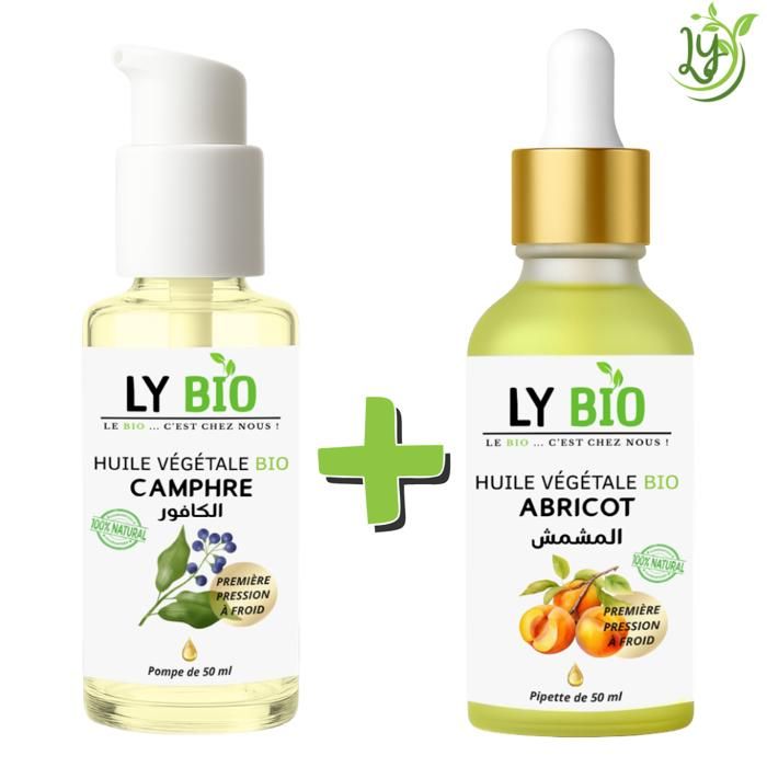 Pack Huile - LYBIO - Camphrée 50ml + Abricot 50ml - Nourrissant - Hydratant - Mixte