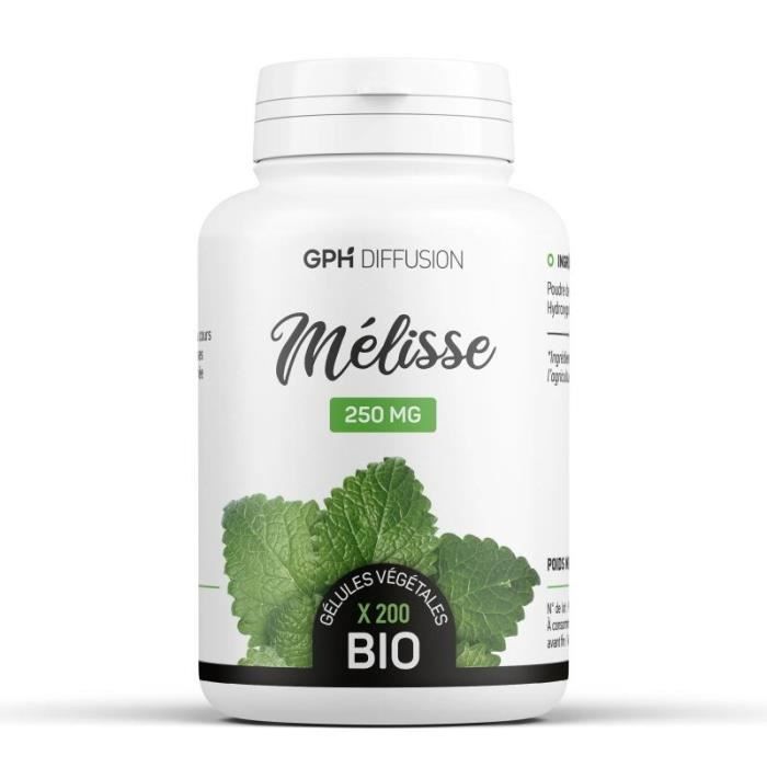 200 gélules MELISSE BIO AB dosées à 250 mg. 0,1