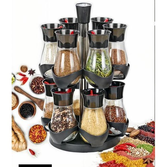 Set de 12 Pots à Épices avec Présentoir Rotatif pour Assaisonnements