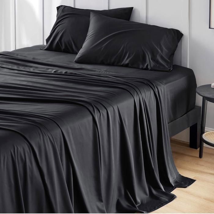 Pack Draps - DWIRTY - 90x190 cm - Noir - Doux - Antiallérgique