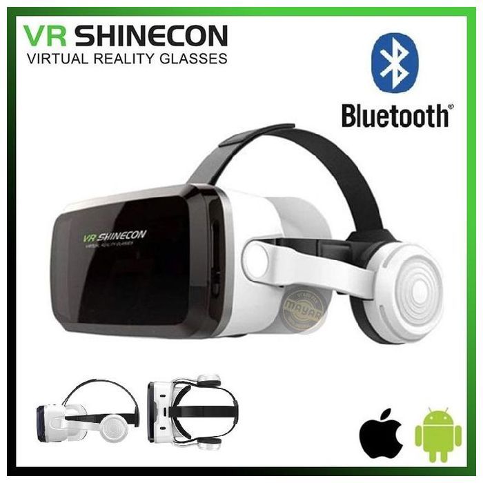 VR SHINECON Lunettes de Réalité Virtuelle 3D G04BS avec Casque Bluetooth – Compatibles Smartphones 3,5 à 7 pouces