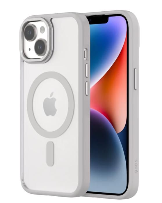 COQUE HYBRID SOFT avec SNAP iPhone 15 Pro Blanc Gris QDOS