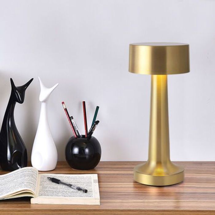 Lampe de Table Sans Fil – LED Rechargeable à Intensité Réglable, Contrôle Tactile (Or) + cable usb to usb-c gratuit