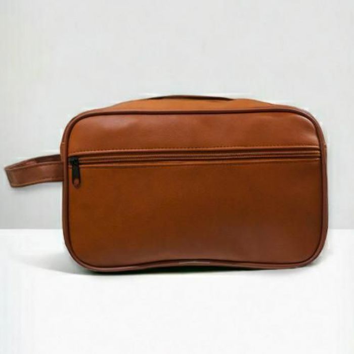 Sac de toilette, Sac en cuir de voyage, ensemble organisateur pour maquillage-Marron