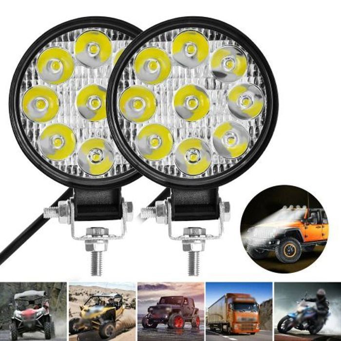 2 pcs de 9V-85V Lampe de travail led 27W, phare antibrouillard tout-terrain pour voiture, camion, moto