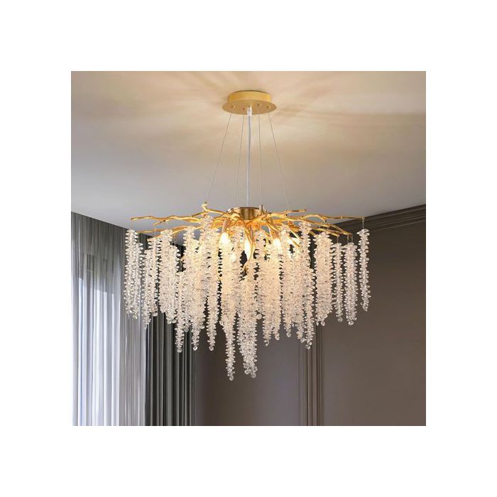 Lustre moderne en forme de branches d'arbre cristal diamétre 80CM E14