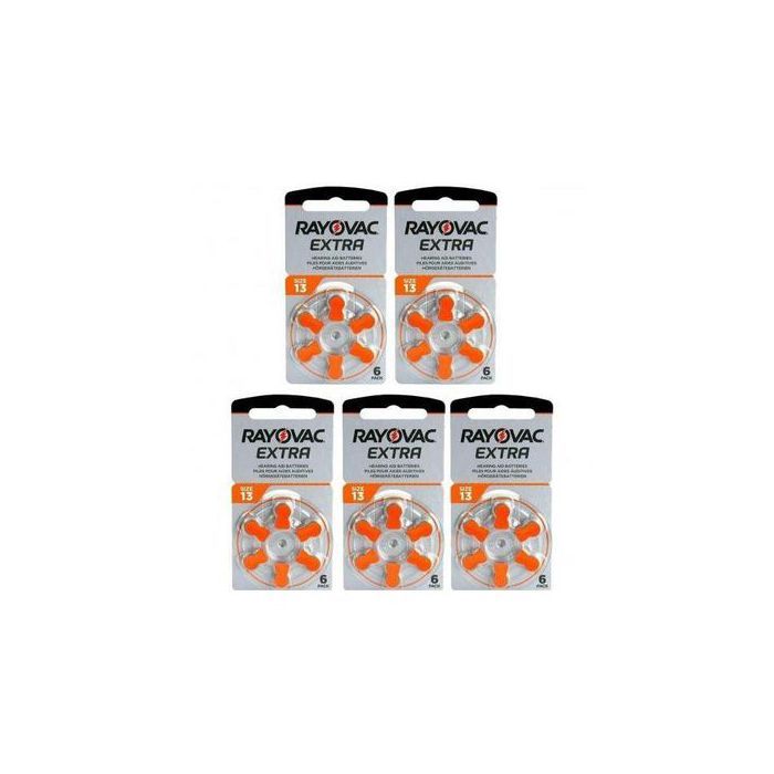 Rayovac Extra Hearing Aid Batterie //Aide Auditive 1.45v Size 13 PR48 // 5 PACK*6 PILES.
