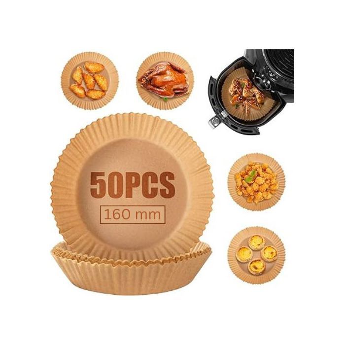 Pack 50 Pieces Papier Cuisson Pour Air Fryer, Parchemin Papier Antiadhésif