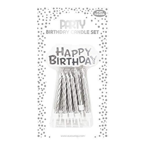 Lot de 12 bougies + porte-bougies - CLAIREFONTAINE - Argent - Intérieur - Anniversaire