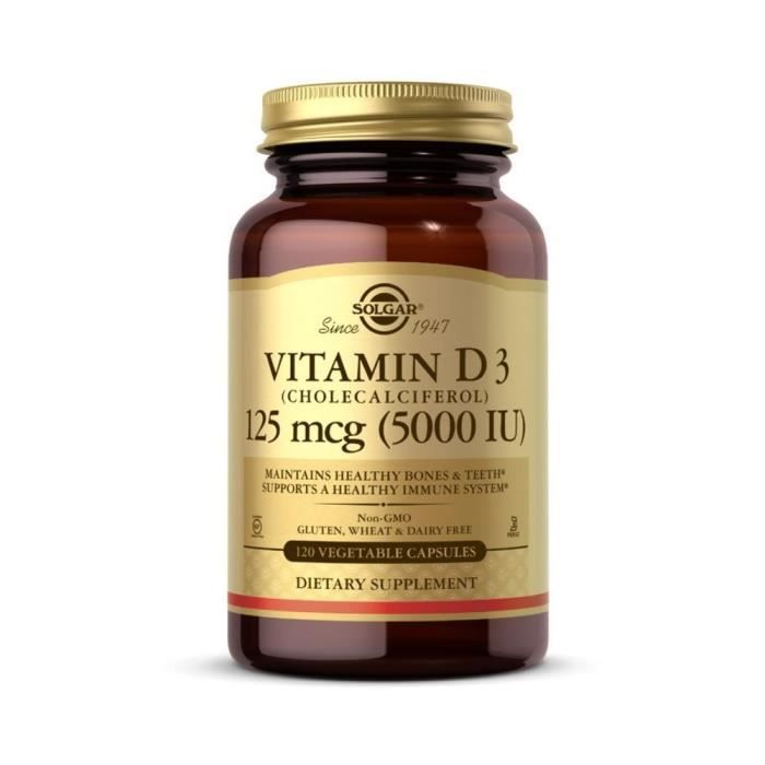 Solgar vitamine d3 5000 UI 125 mcg 120 gélules 8766
