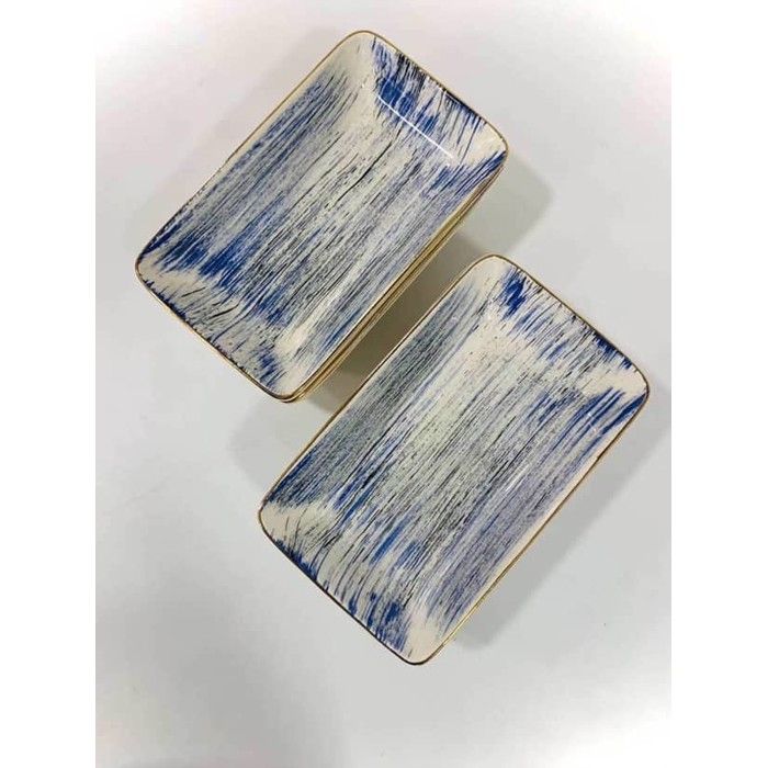 Assiete Rectangulaire Creuse Bleu 6 PCS
