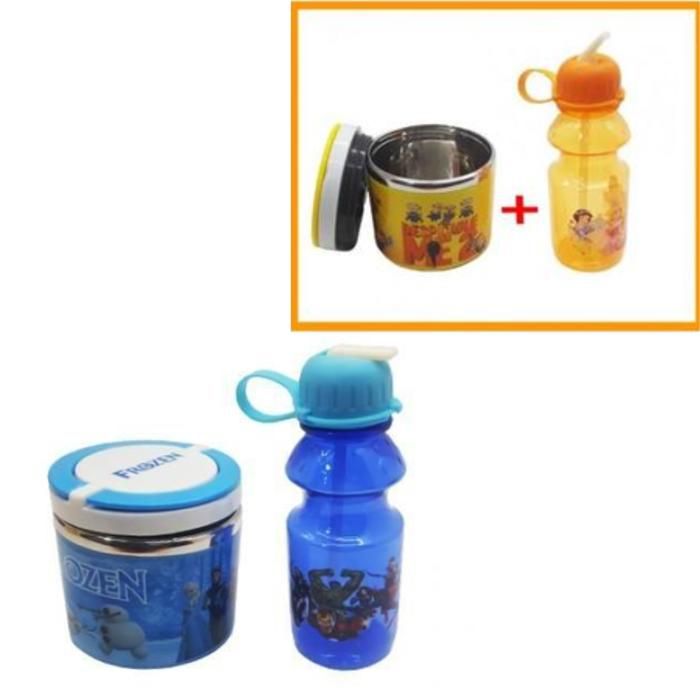 Set de Bouteille d'eau et Boîte à Déjeuner au Motif Élégant pour Sorties et École(Couleur aléatoire)