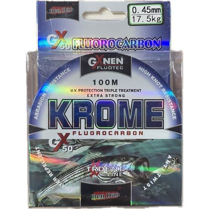 Fil de pêche fluorocarbon - GENERIC - Krome - 100M - 0.45mm - 17.5kg