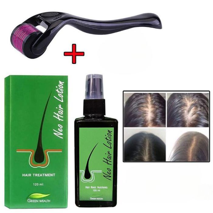 Pack derma roller anti-chute, pulvérisation d'huile repousse des cheveux,120 ml