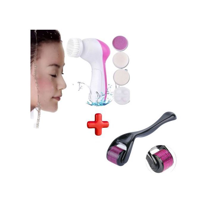Pack Derma Roller + Brosse nettoyage le visage, électrique