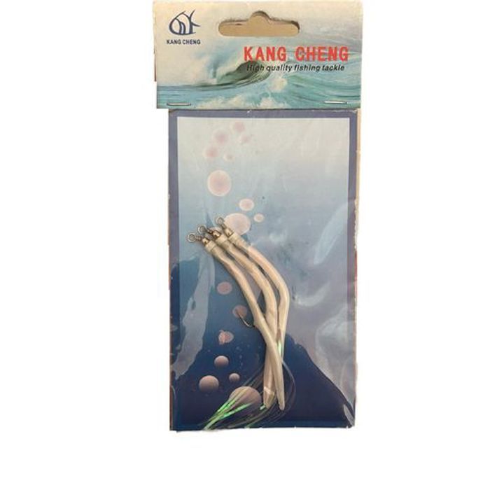 Leurre de pêche - ANGUILLONS - 3pcs - Couleur blanche - Pêche en mer - Animation ondulante
