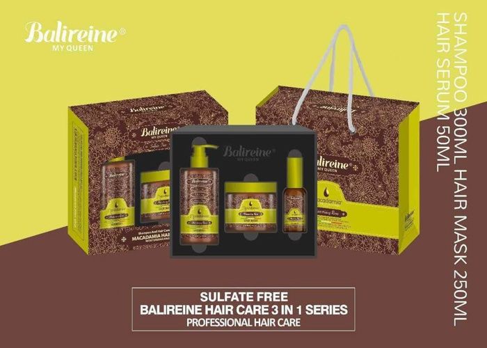 Balireine Macadamia: Coffret Soin Capillaire 3-en-1 Sans Sulfates pour des Cheveux Nourris et Brillants