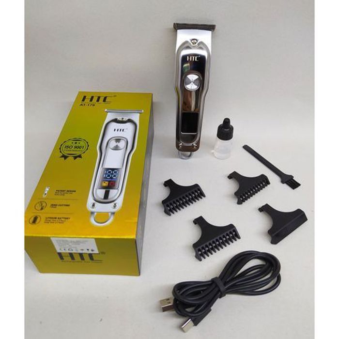 Tondeuse à cheveux - HTC - AT-179 - Écran LCD - Acier inoxydable - Fonctionnement sans fil