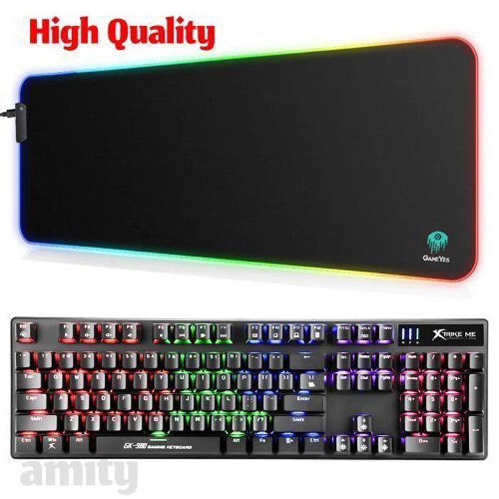 Clavier Mécanique Gamer - Xtrike - GK-980 RAINBOW - Rétroéclairage RGB - Tapis de souris XXL - Anti-ghosting