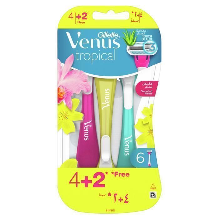 Rasoir jetable - Gillette - Venus Tropical - 3 lames - 4+2 gratuits - Manche ergonomique